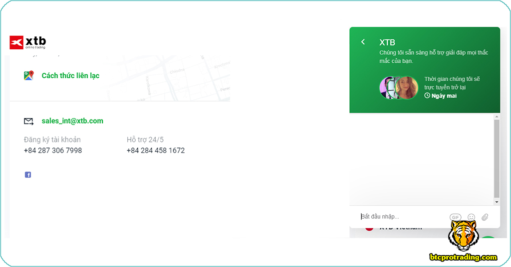 Hỗ trợ chăm sóc khách hàng Sàn XTB