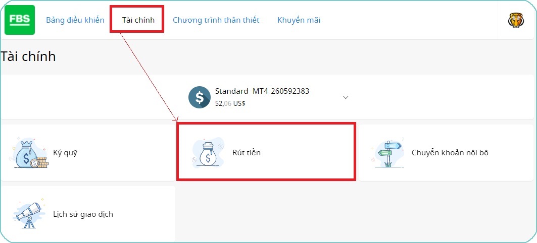 hướng dẫn rút tiền fbs