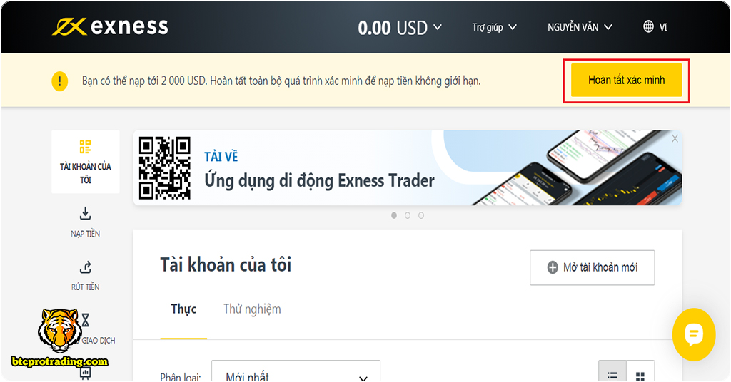 hướng dẫn tạo tài khoản exness