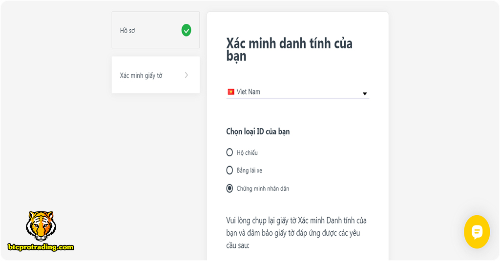xác minh danh tính exness